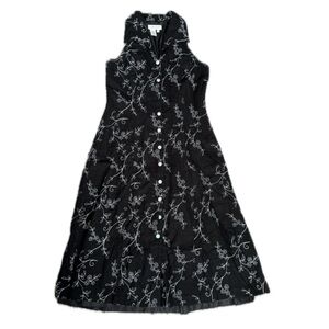 Coldwater Creek Black Linen maxi dress with buttons down. Size: 12P or Medium